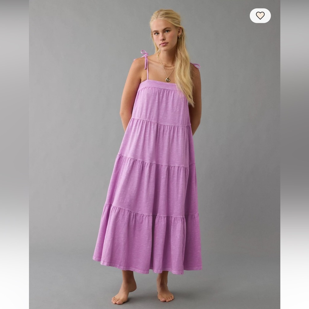 NWT American Eagle ($69.95Cad) Purple Sunchaser Knit Tie Shoulder Mid/Maxi Dress